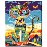 Painting by numbers art illustration colorful big cat