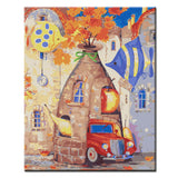 Painting by Numbers Art Illustration Stone Vase with Fruit and Car