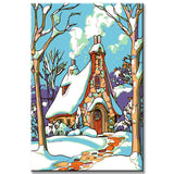 Painting by Numbers Art Illustration Snow Covered House