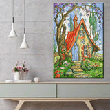 Painting by Numbers Art Illustration House with Path in Summer