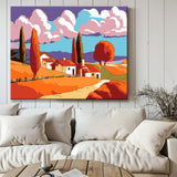 Painting by Numbers Art Illustration Landscape with Mountains and Trees