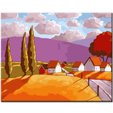 Painting by Numbers Art Illustration Landscape with Mountains and Trees