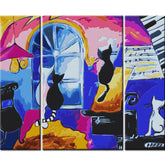 Painting by Numbers Art Illustration Cats - 3-Panel