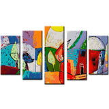 Painting by Numbers Art Illustration Colored Landscape with House 5-Panel