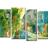 Painting by Numbers Art Illustration Old Town Alley 4-Panel