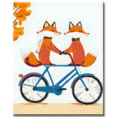 Painting by Numbers Animals Two Foxes on A Bike