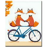 Painting by Numbers Animals Two Foxes on A Bike