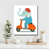 Painting by Numbers Animals Elephant on The Scooter