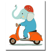 Painting by Numbers Animals Elephant on The Scooter