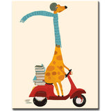Painting by Numbers Animals Giraffe on The Scooter