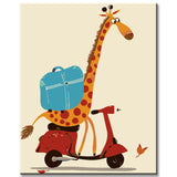 Painting by numbers animals giraffe on the scooter