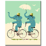 Painting by Numbers Animals 2 Elephants on A Bike
