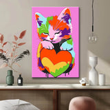 Painting by Numbers Rainbow Cute Cat with Heart