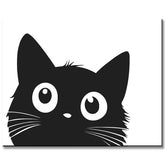 Painting by Numbers Cat Face Black and White