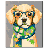 Painting by Numbers Dog in Scarf and Glasses