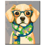 Painting by Numbers Dog in Scarf and Glasses