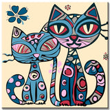 Painting by numbers colorful cats shipping from DE-40*40cm-with stretcher frame-with covering service