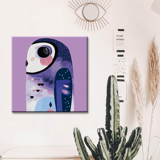 Painting by numbers illustration owl portrait shipping from DE