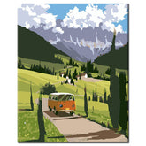 Paint by Numbers Art Landscape Car DrIVes Along A Path