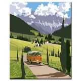 Paint by Numbers Art Landscape Car DrIVes Along A Path