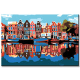 Painting by Numbers Art Landscape Houses Reflected in The Water