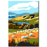 Paint by Numbers Art Landscape with White Sheep