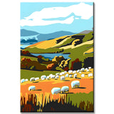 Paint by Numbers Art Landscape with White Sheep