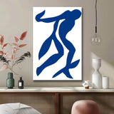 Paint by Numbers Art Blue Line Drawing Jumping Man