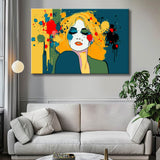 Painting by Numbers Art Blonde Woman with Colorful Blobs of Paint