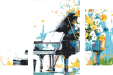 Painting by Numbers Art Piano with WaVIng Flowers 3-Panel