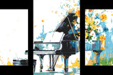 Painting by Numbers Art Piano with WaVIng Flowers 3-Panel