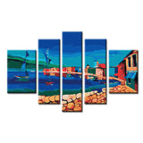 Painting by Numbers Art Houses on The Water with Sailing Ship