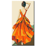 Painting by Numbers Art Woman with Big Orange Skirt