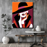 Painting by numbers art woman with pink black hat