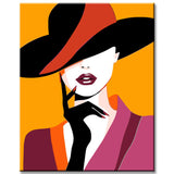 Painting by Numbers Art Woman with Pink Black Hat