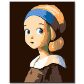 Painting by Numbers Art Girl with Blonde Long Hair and Blue Headband