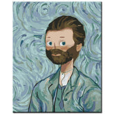 Painting by Numbers Art Man with Full Beard and Blue Background