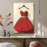Painting by Numbers Art Lifestyle Red Ball Gown on Hanger