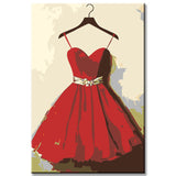 Painting by Numbers Art Lifestyle Red Ball Gown on Hanger
