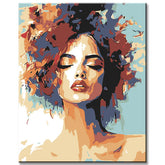Painting by Numbers Art Lifestyle Woman's Head with Different Colors in Her Hair
