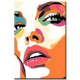 Paint by Numbers Pop Art Woman with Colorful Accents on Her Face