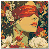 Painting by Numbers Art Lifestyle Woman with Covered Eyes and Flower in Her Arms