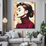 Painting by Numbers Art Lifestyle Woman with Red Turtleneck Sweater