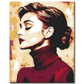 Painting by Numbers Art Lifestyle Woman with Red Turtleneck Sweater