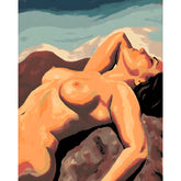 Painting by Numbers Art Lifestyle Naked Female Body Sitting on The Stone