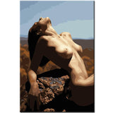 Painting by Numbers Art Lifestyle Naked Female Body Sitting on The Stone