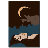 Painting by Numbers Art Lifestyle Woman Lying with Closed Eyes, Crescent Moon