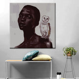 Painting by Numbers Art Lifestyle Woman with White Owl on Her Shoulder