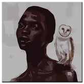 Painting by Numbers Art Lifestyle Woman with White Owl on Her Shoulder
