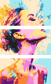 Painting by Numbers Art Woman Profile with Buten Blots 3-Panel